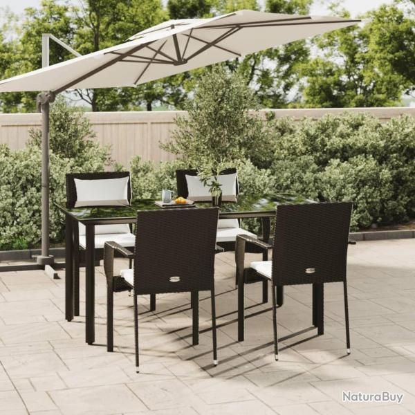 Ensemble  manger de jardin coussins 5pcs Noir Rsine tresse