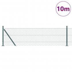 Clôture en fil de fer avec 7 poteaux à rebord 0.4x10 m en acier galvanisé
