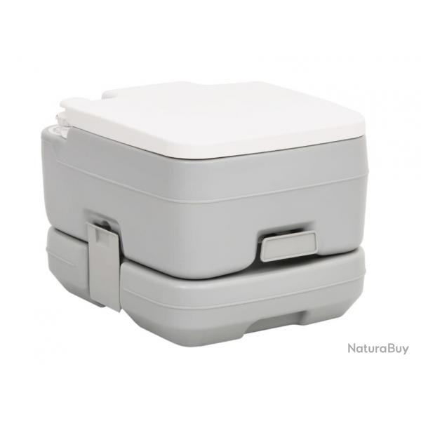 Toilette portable de camping gris et blanc 10+10 L en PEHD - Pratique pour voyages et dplacements