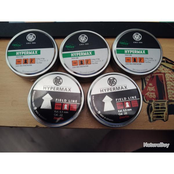 150 Plombs RWS Hypermax - 5.5 mm