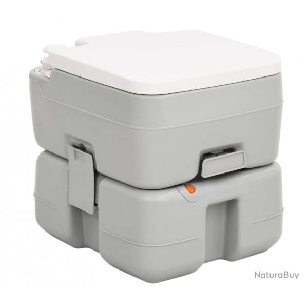 Toilette de camping portable gris et blanc 15+10 L en PEHD - Dplacements, urgence, voyages