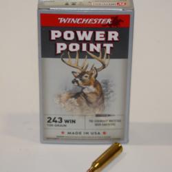 1 boite 20 cartouches  de calibre 243 winchester, Winchester power point 100 grs
