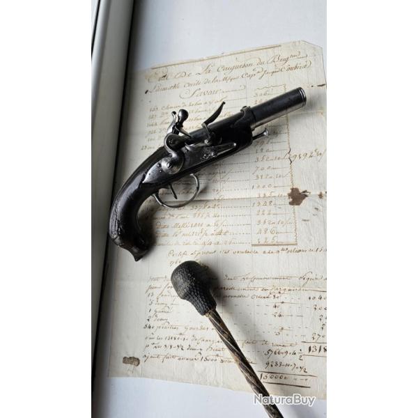 Pistolet  silex d'officier marine "chien de mer"