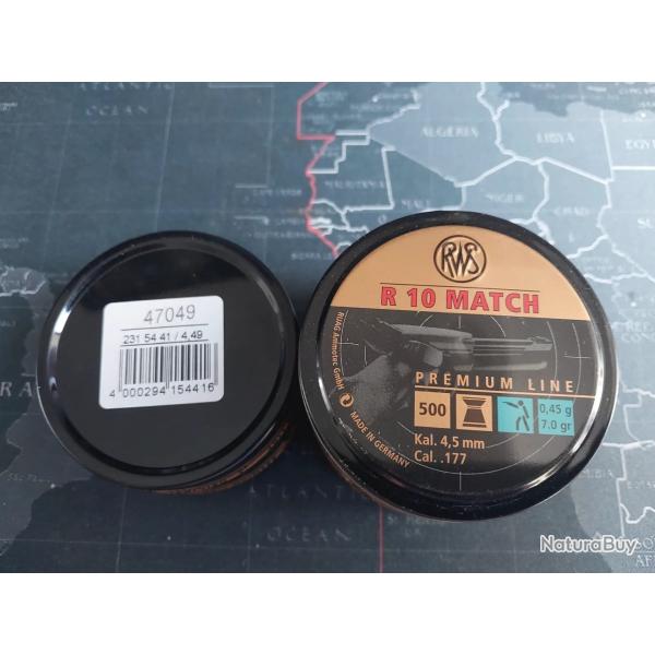 Plombs RWS R10 match - 4.49 mm / 0.45 g / ref:2315441 / LOT de 12 BOITES