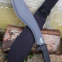 Machette SOG Sogfari Kukri Lame Acier 3Cr13 Manche ABS Scie Sur le Haut Etui Nylon 001