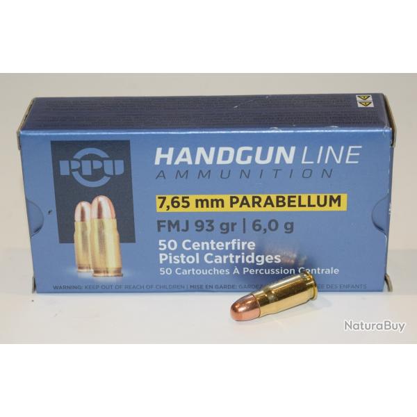 Boite 50 cartouches partizan 7,65 parabellum  93 grains FMJ
