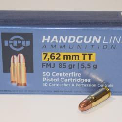 Boite 50 cartouches partizan 7,62x25 tokarev 85 grains FMJ