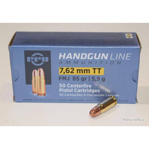Boite 50 cartouches partizan 7,62x25 tokarev 85 grains FMJ