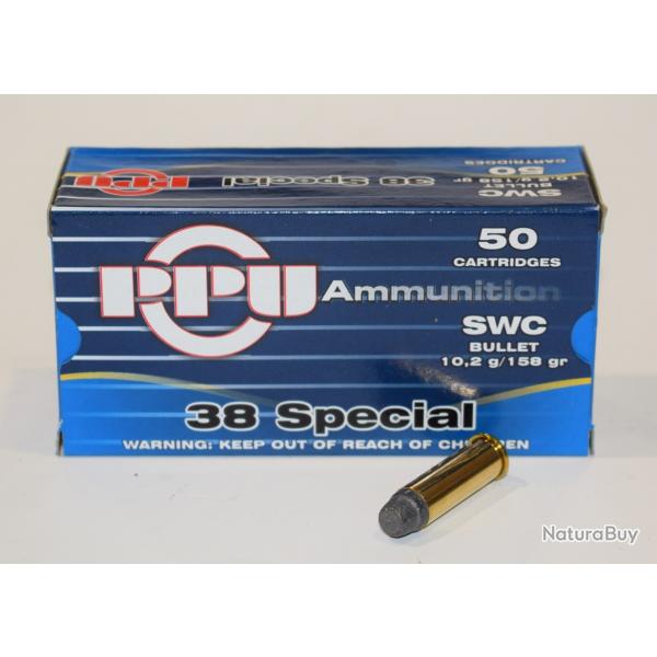 boite 50 cartouches partizan 38 special 158 grains semi wad cutter