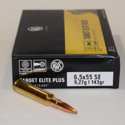 1 boite 20 cartouches RWS Target Elite Plus de calibre 6,5x55 , 143 grains HPBT