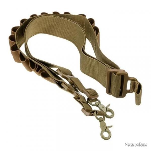 BRETELLE AVEC CARTOUCHIRE POUR MUNITIONS DE CALIBRE 12 - KAKI - LIVRAISON GRATUITE