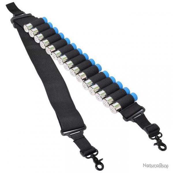 BRETELLE AVEC CARTOUCHIRE POUR MUNITIONS CALIBRE 12 - NOIR - LIVRAISON GRATUITE