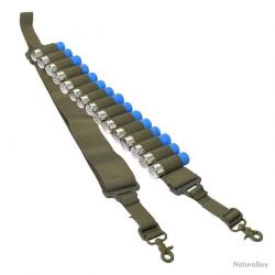 BRETELLE AVEC CARTOUCHIÈRE POUR MUNITIONS DE CALIBRE 12 - VERTE - LIVRAISON GRATUITE