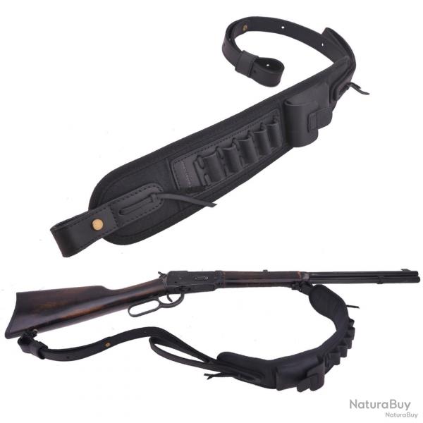 SANGLE EN CUIR AVEC CARTOUCHIRE CALIBRE 2 - NOIR0 - LIVRAISON GRATUITE