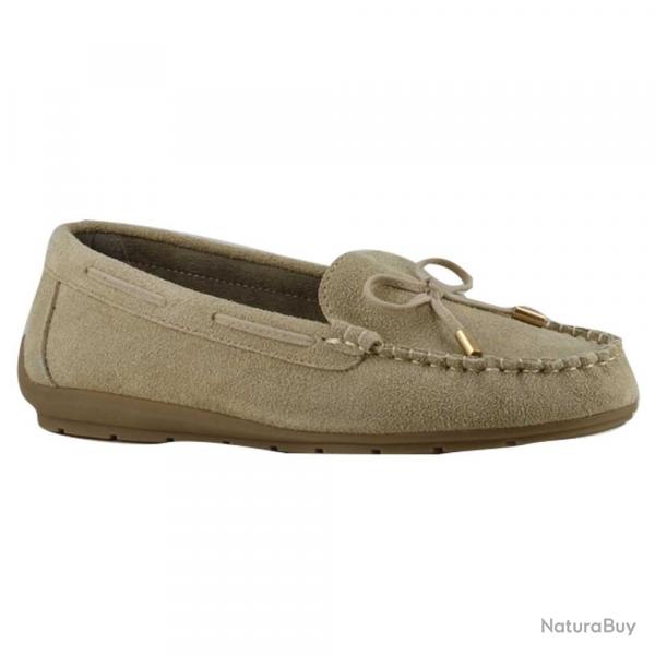 Chaussures bateau facile  enfiler femme cuir beige