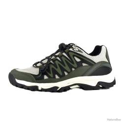 Baskets mixtes en textile et PU kaki noir beige