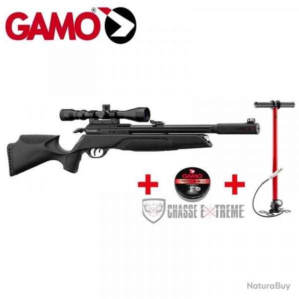 Pack Carabine PCP GAMO Arrow 19.9J Cal 5.5mm + Lunette 3-9x40wr + Plombs + Pompe