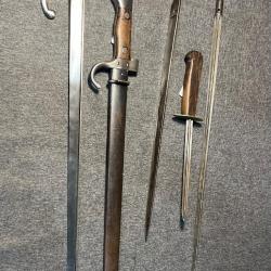 Lot baïonnette berthier gras couteau de tranchée divers 1 euro sans prix de réserve