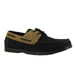 Chaussures bateau confort synthétique noir et beige