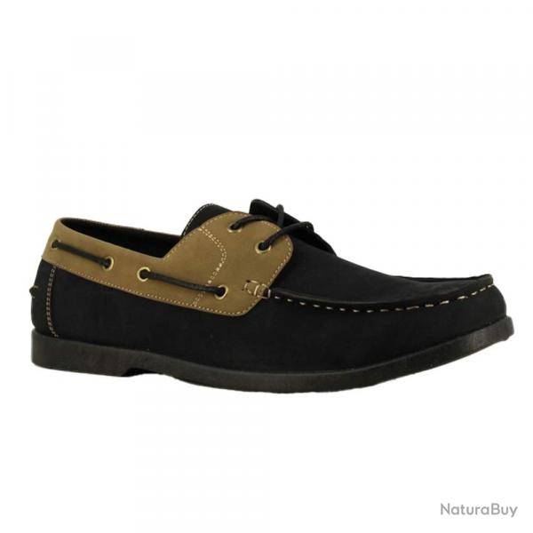 Chaussures bateau confort synthtique noir et beige