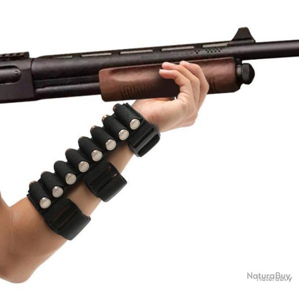 CARTOUCHIERE TACTIQUE POUR AVANT-BRAS 8 MUNITIONS CALIBRE 12 - NOIR - LIVRAISON GRATUITE