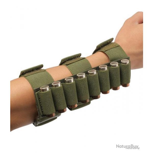 CARTOUCHIERE TACTIQUE POUR AVANT-BRAS 8 MUNITIONS CALIBRE 12 - VERT - LIVRAISON GRATUITE