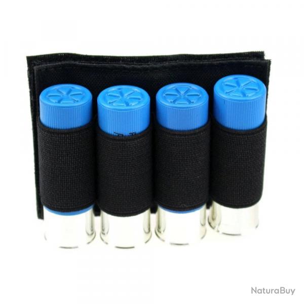 CARTOUCHIRE VELCRO 4 MUNITIONS CALIBRE 12 - NOIRE - LIVRAISON GRATUITE