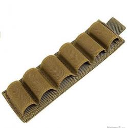 CARTOUCHIÈRE VELCRO 6 MUNITIONS CALIBRE 12 - KAKI - LIVRAISON GRATUITE