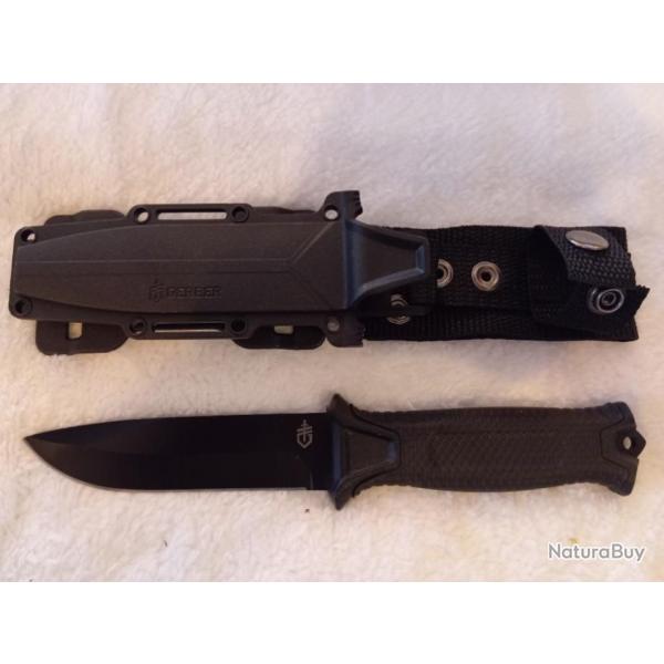 Couteau fixe Strongarm Gerber Noir Survie Combat lame fixe