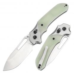 Couteau Kansept Quasar Jade Lame Acier 154CM Manche G10 Cross Bar Lock Clip KT1099V1