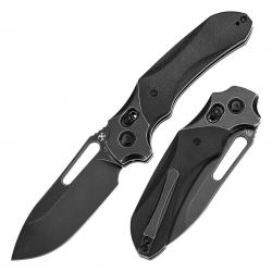 Couteau Kansept Quasar Black Lame Acier 154CM Manche Micarta Cross Bar Lock Clip KT1099V2
