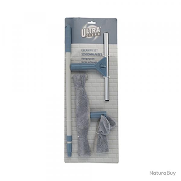 Set de nettoyage vitre 4 pices raclette ponge chiffon