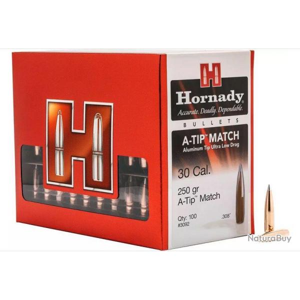 Ogives HORNADY 30 Cal 308 - 250grs A-TIP MATCH - 3092 - Bote de 100