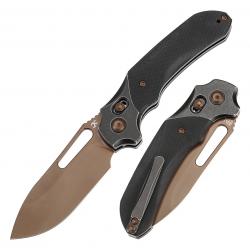 Couteau Kansept Quasar Black Lame Acier 154CM Manche G10 Cross Bar Lock Clip KT1099V3