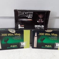 Lot de 60 balles diverses cal.300win mag