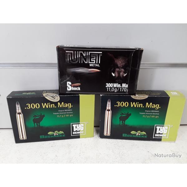 Lot de 60 balles diverses cal.300win mag