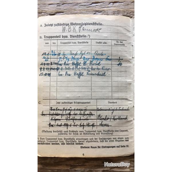 Soldbuch Luftwaffe numro 53 Belgique France