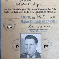 Soldbuch Luftwaffe numéro 54 pilote JU52