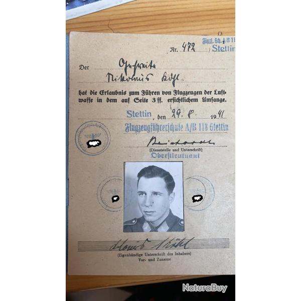 Soldbuch Luftwaffe numro 54 pilote JU52