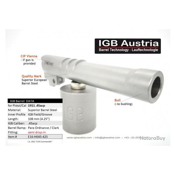 CANON IGB MATCH TYPE 1911/2011 BULL BARREL 6" 45 ACP EPROUV