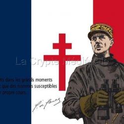 Drapeau CHARLES DE GAULLE/FRANCE LIBRE 90X60CM