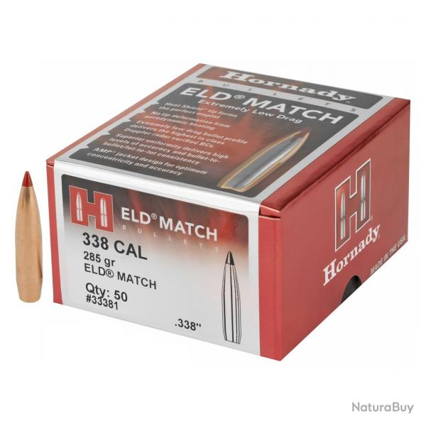 OGIVES HORNADY ELD MATCH - Cal: 338 (.338") - 285gr - par 50 - 33381