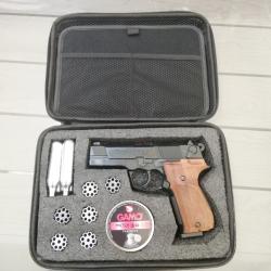 Pistolet WALTER CP88 CROSSE BOIS avec accessoiresValise/gaz/plombs/6 BARILLETS