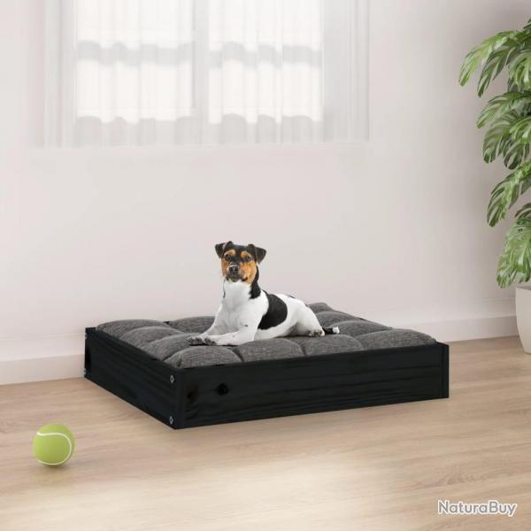 Lit pour chien Noir 51,5x44x9 cm Bois de pin solide alsavelo