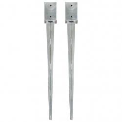 Piquets au sol 2 pcs Argenté 9x9x90 cm Acier galvanisé alsavelo