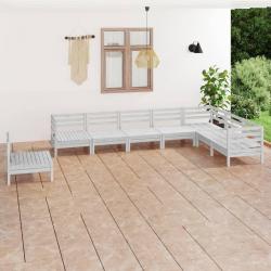 Salon de jardin 8 pcs Bois de pin massif Blanc