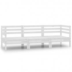 Salon de jardin 3 pcs Bois de pin massif Blanc