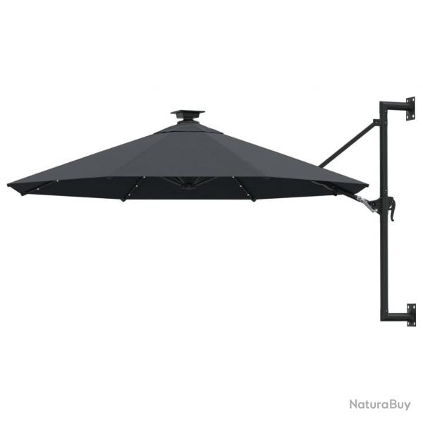 Parasol mural de jardin avec LED 300 cm anthracite