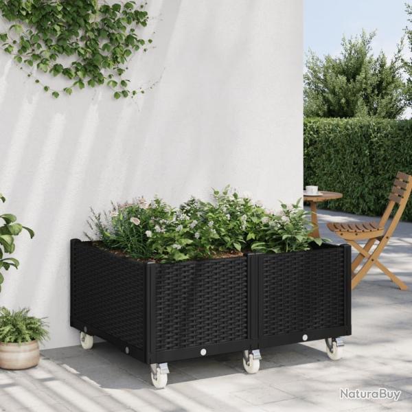 Jardinire  roulettes noir 100x80x54 cm PP