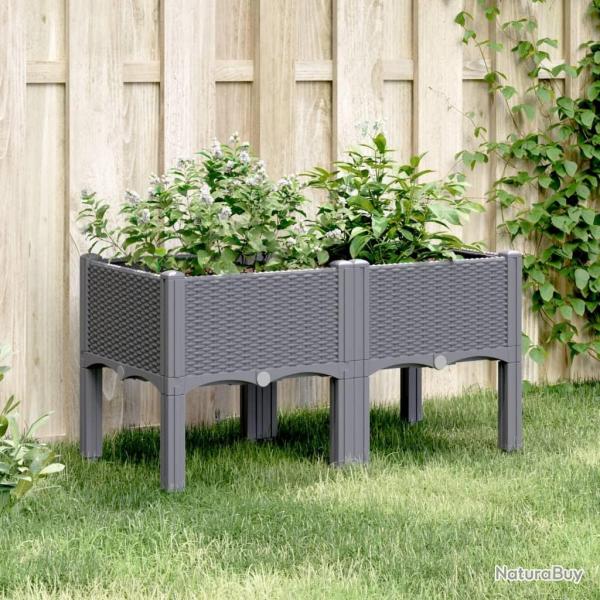 Jardinire avec pieds bleu gris 80x40x42 cm PP